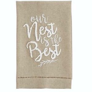Tan Linen Embroidered Hand Towel Our Nest Is the Best